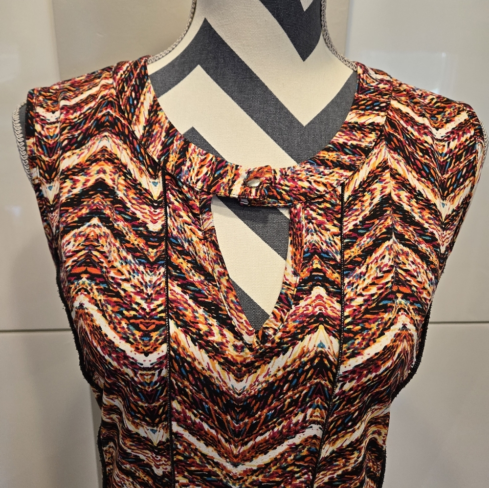 Multicolor Chevron Pattern Dress SIZE XL - Picture 3 of 5